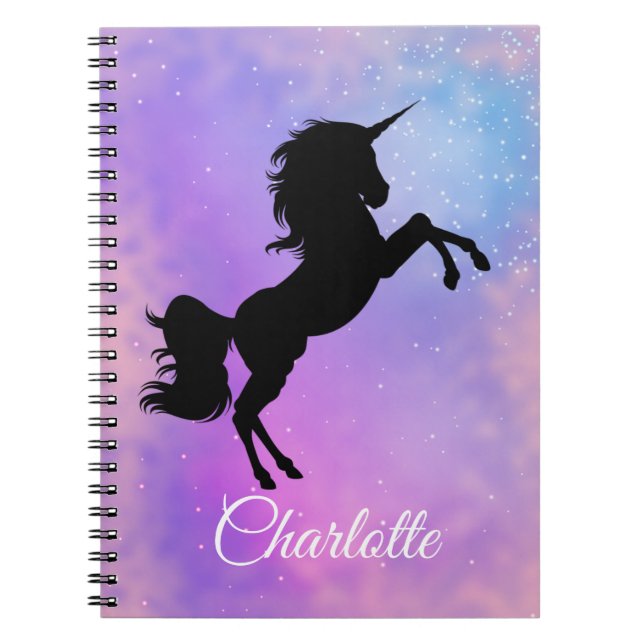 Carnet Licorne pourpre nommée faite sur commande mignonne (Devant)