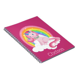 Carnet Licorne Rose & Arc-en-Ciel Personnalisé