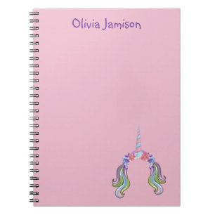 Carnet Licorne Rose et Lilas Photo et Nom