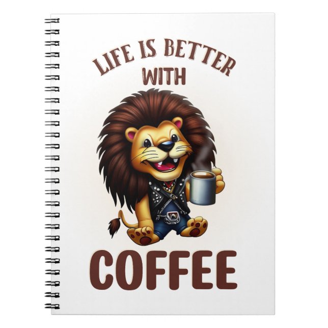 CARNET LIFE IS BETTER WITH A COFFEE, LION (Devant)