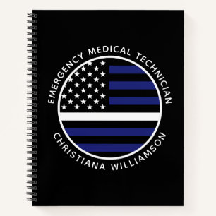 Carnet Ligne blanche mince personnalisée USA Drapeau EMS