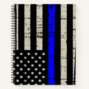 Carnet Ligne Bleue Drapeau Soutien de la police américain