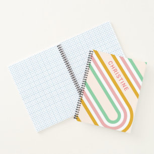Carnet Lignes Arc Rétro Pastel Rose Minimal