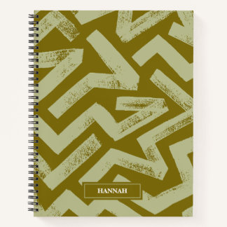 Carnet Lignes de brosse verte Motif géométrique Personnal