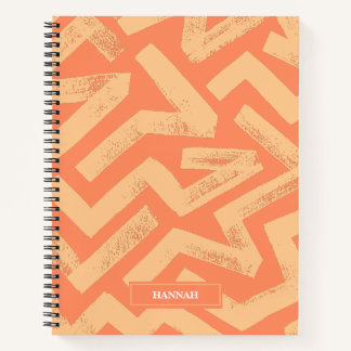 Carnet Lignes de pinceau orange motif géométrique personn