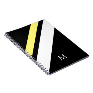 Carnet Lignes diagonales initiales personnalisées en noir