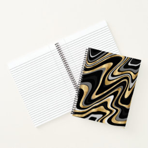 Carnet Lignes Wavy Or Noir Rétro Design moderne