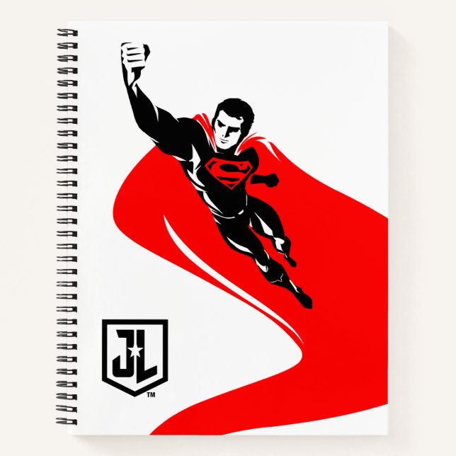 Carnet Ligue de Justice | Superman Flying Noir Pop Art (Devant)