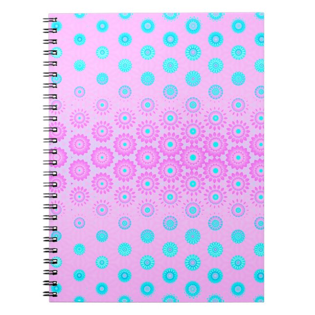 Carnet Lilac, bleu ciel et fleurs roses (Devant)
