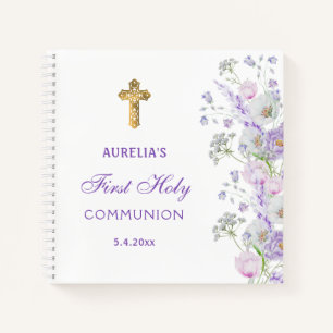 Carnet Lilac Flowers First Communion Guest Book