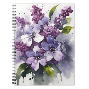 Carnet Lilas - Fleurs aquarelle