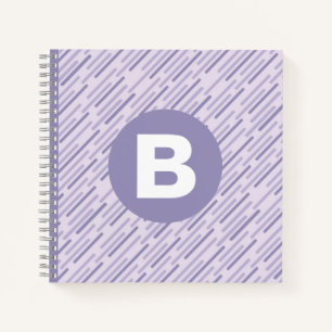 Carnet Lilas Moderne Violet Monogramme en Bandes Diagonal