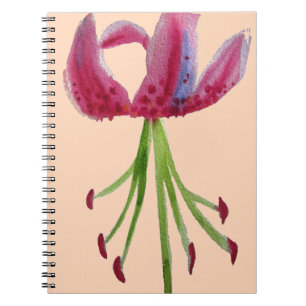 Carnet Lily rose aquarelle fleur moderne art floral