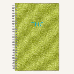 Carnet Lime Green Denim Blue Monogram INITIALES Cool
