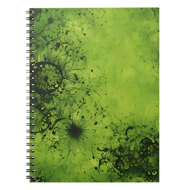 Carnet Lime Green Grunge with Black Accents (Devant)