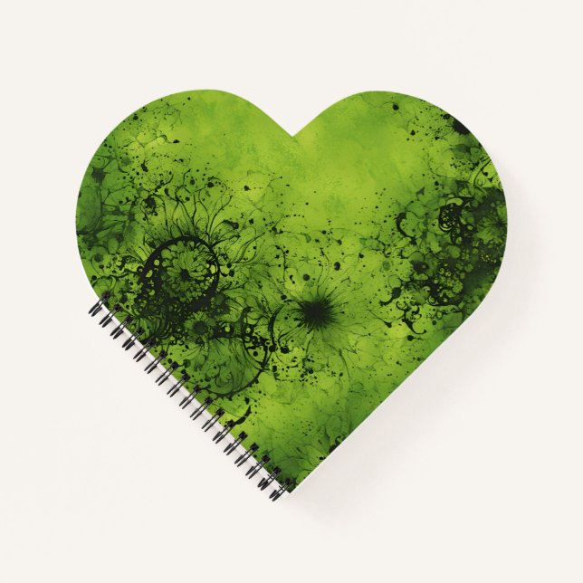 Carnet Lime Green Grunge with Black Accents (Devant)