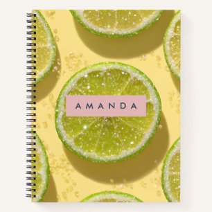 Carnet Lime personnalisée tranche scintillante paillettes