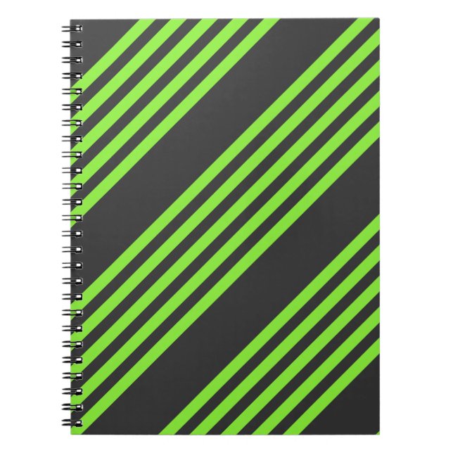 Carnet Lime vert et charbon de bois cinq bandes motif (Devant)