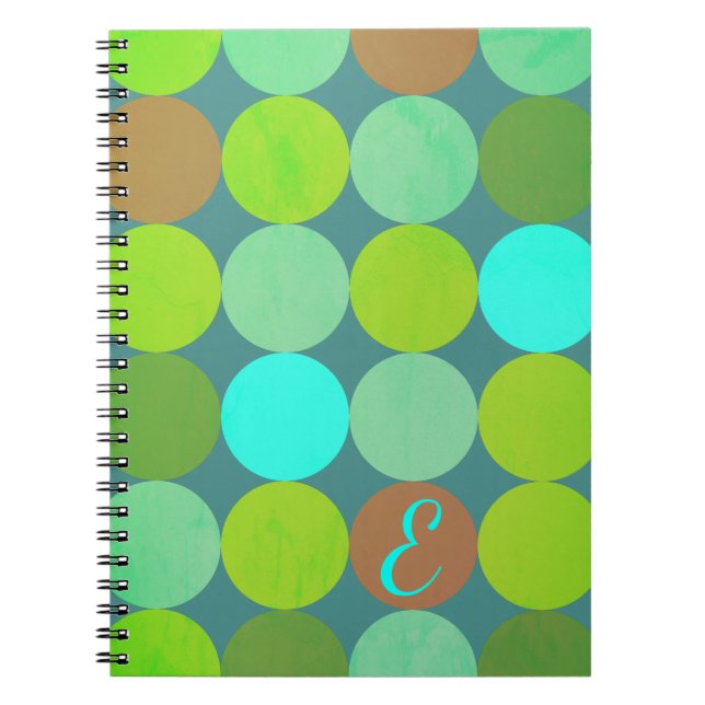 Carnet Lime Vert Turquoise Turquoise & Rust Cercles Monog (Devant)