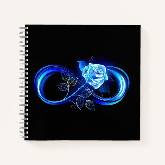 Carnet L'infini lumineux avec une rose bleue (Devant)