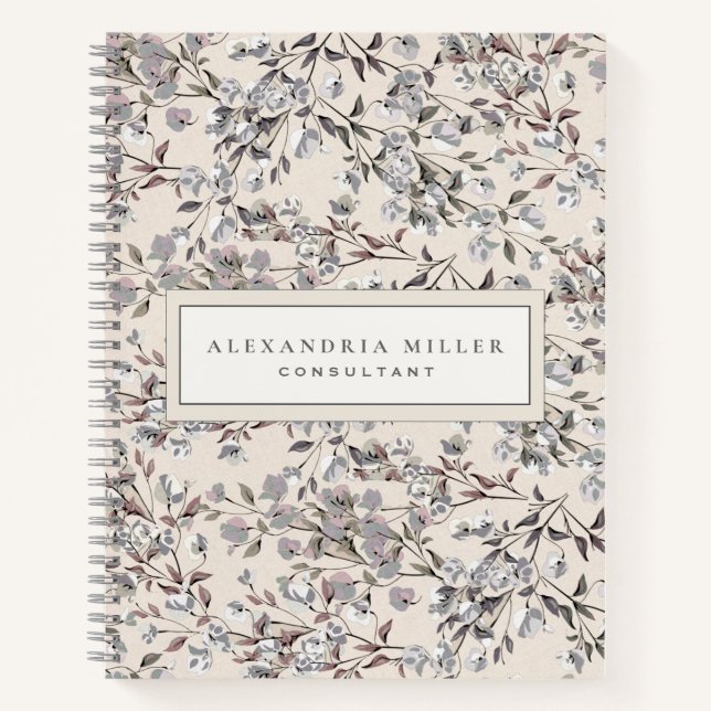 Carnet Linge de lit et gris beige avec texte personnalisé (Devant)