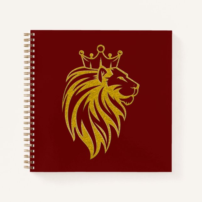 Carnet Lion Avec Couronne - Style Or 2 (Devant)