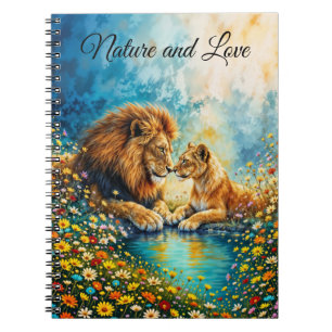 Carnet Lion de la Lionne coloré fleurs sauvages