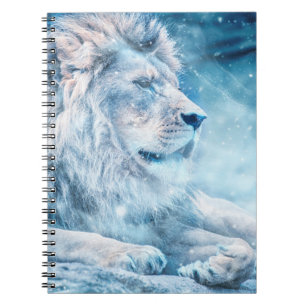 Carnet Lion neige couché animal d'art