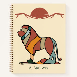 Carnet Lion Personnalisé Moderne Terre Serène Savane
