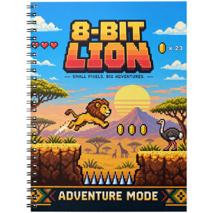 Carnet Lion, Rétro Pixel Art 8-Bit