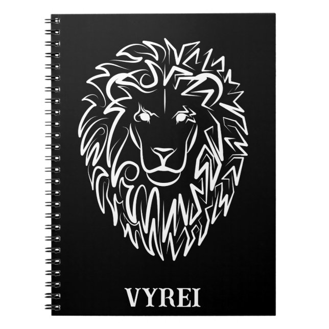 Carnet Lion tribal noir et blanc (Devant)