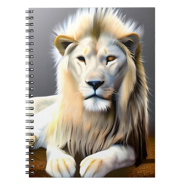 Carnet Lions majestueux blanc éthérée (Devant)
