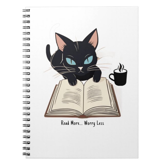 Carnet Lire Plus S'Inquiéter Moins, Chat Mignonne Amateur (Devant)