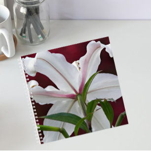 Carnet Lis floral blanc de lys oriental