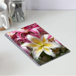 Carnet Lis floraux lys orientaux roses et blancs