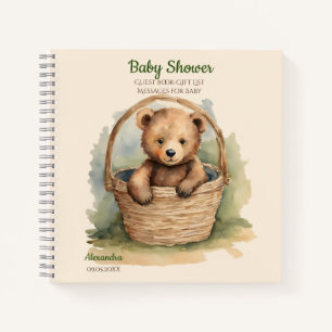 Carnet Liste de cadeaux d'hôtes Baby shower bébé ours