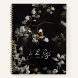 Carnet Liste de tâches florale sombre élégante et lunatiq