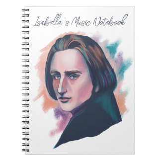 Carnet Liszt Colorful Watercolor Portrait Custom Name
