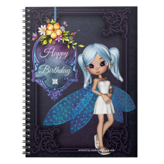 Carnet Little Blue Wing Fairy Joyeux Anniversaire Note Li