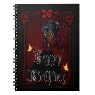 Carnet Little Goth Devil Girl Joyeux Anniversaire Note Li