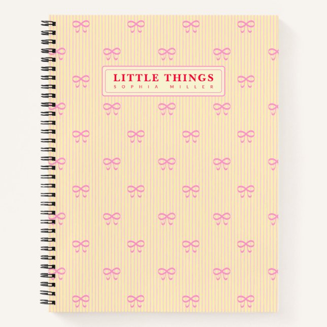 Carnet Little Things Personalized Coquette Bows Yellow (Devant)