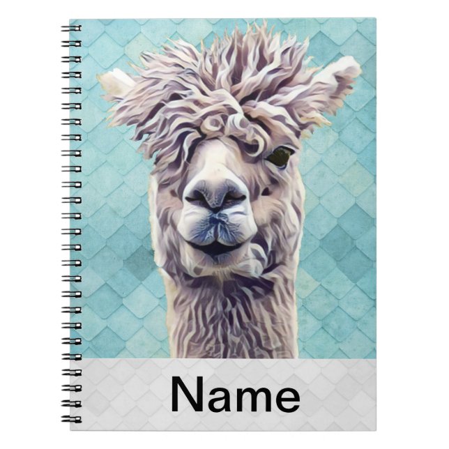 Carnet Llama Art Nom personnalisé Couleur (Devant)