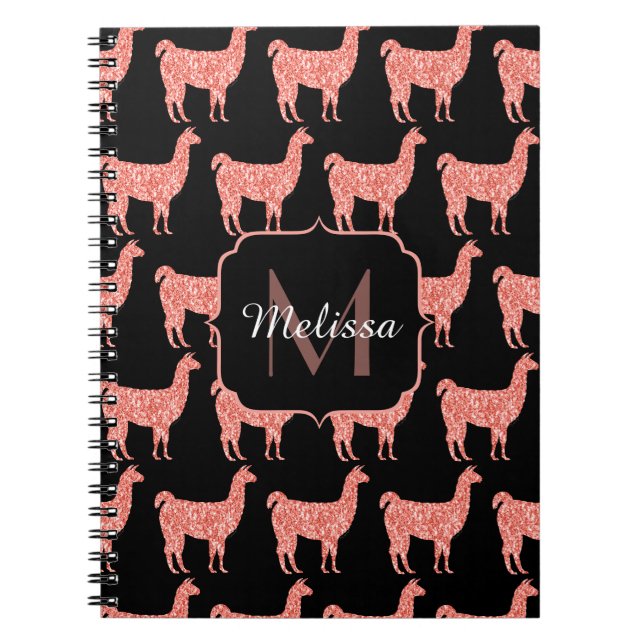 Carnet Llama corail rose parties scintillant Étincelles m (Devant)