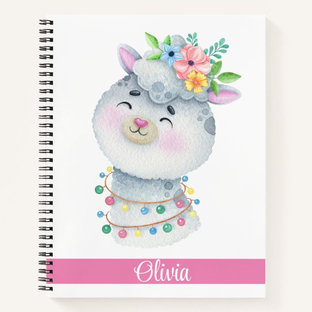 Carnet Llama personnalisé mignon (Devant)