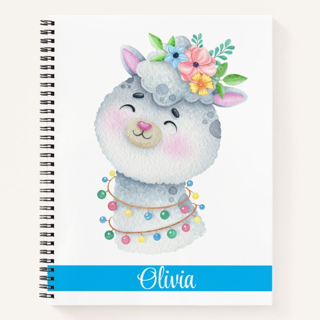 Carnet Llama personnalisé mignon (Devant)