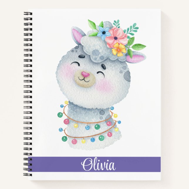Carnet Llama personnalisé mignon (Devant)