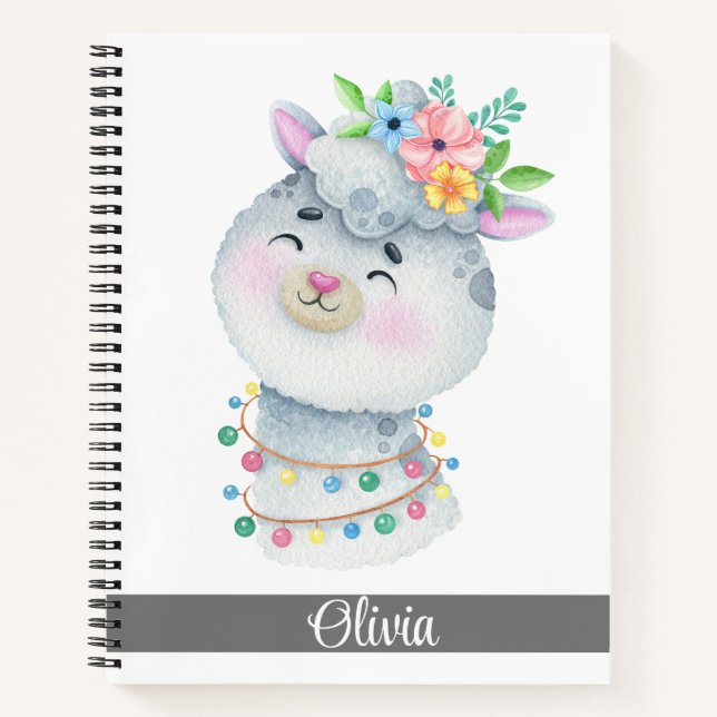 Carnet Llama personnalisé mignon (Devant)