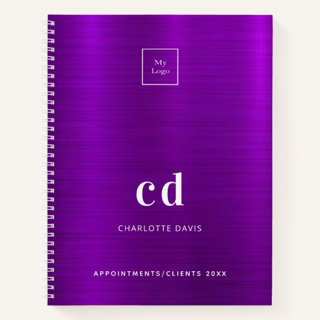 Carnet Logo commercial avec monogramme violet (Devant)
