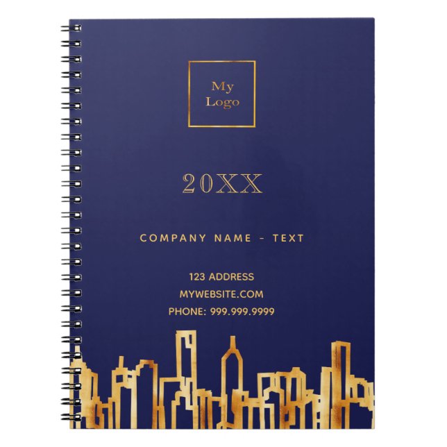 Carnet logo commercial marine bleu or ville skyline (Devant)