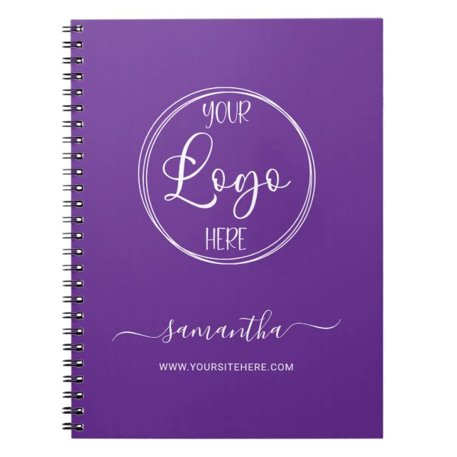 Carnet Logo d'affaires royal personnalisé violet et blanc (Devant)